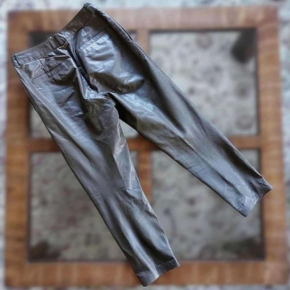 Vtg 80s Carla New York olive cropped leather trousers - Picture 4 of 14
